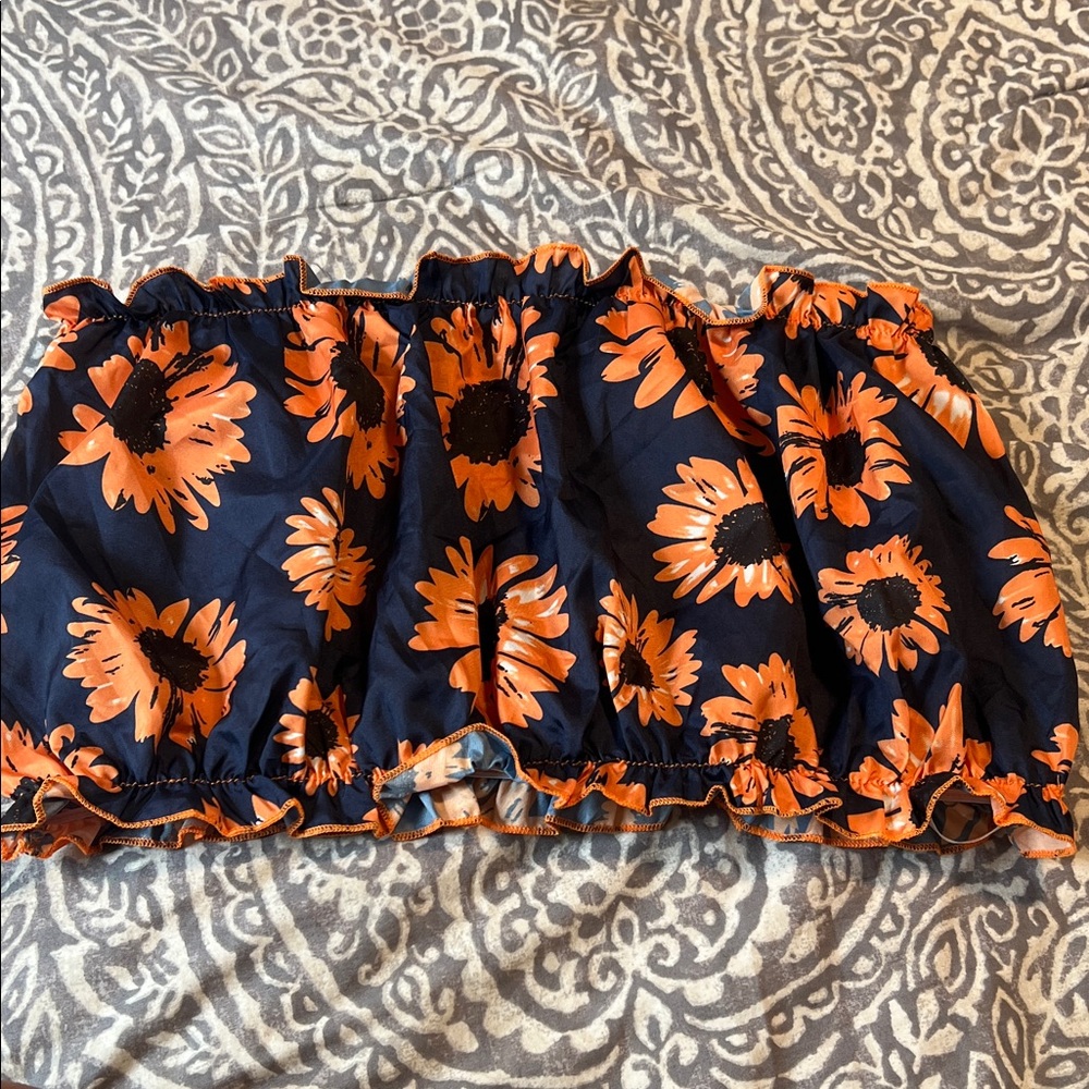 Floral Orange and Black Tube Top